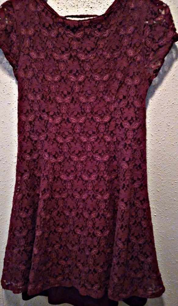 Bebop Maroon Lace Open Back Dress